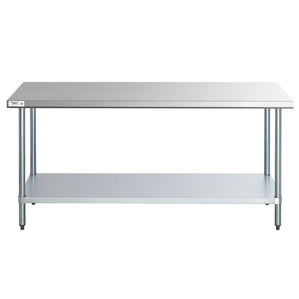 Mesa de trabajo comercial con estante inferior, acero inoxidable