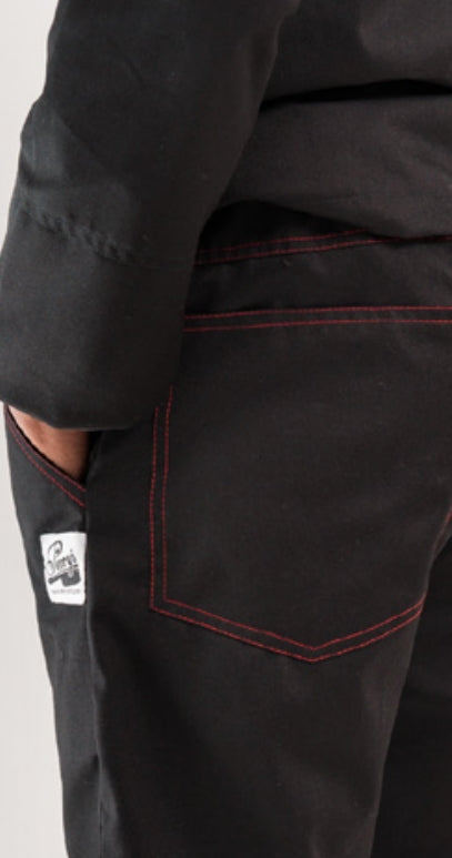 Pantalones de chef negros (ribete rojo)