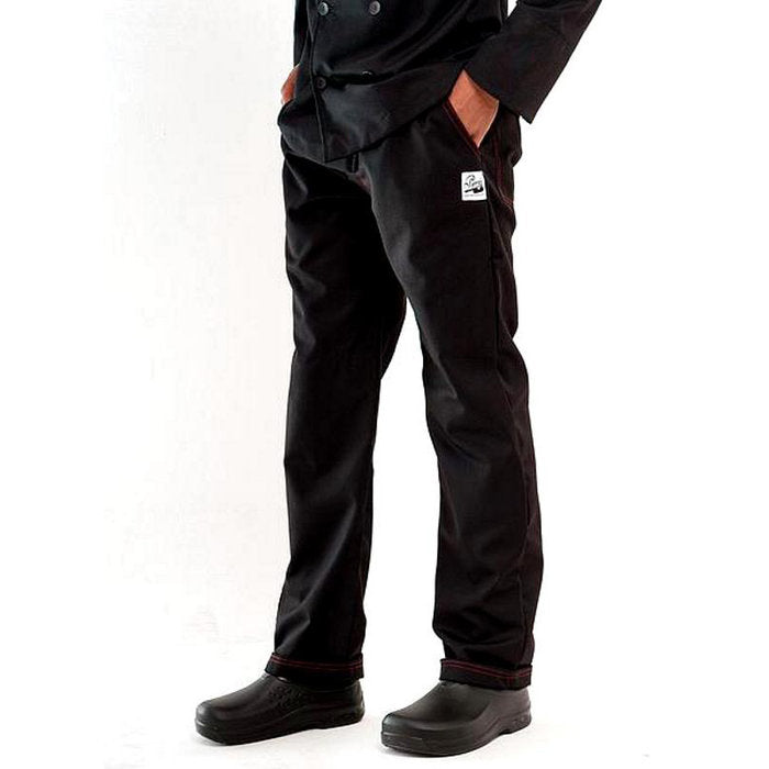Pantalones de chef negros (ribete rojo)