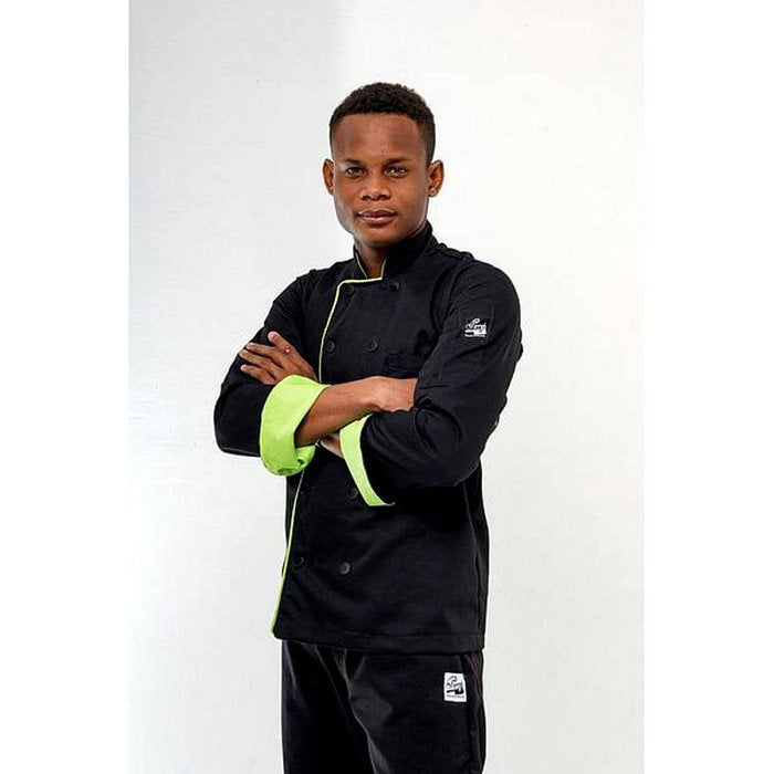 Chaqueta negra mate y verde manzana